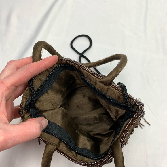 VINTAGE Beaded Handbag Brown - Picture 3 of 7